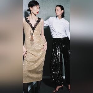 Zara Gold Sequin Midi Dress